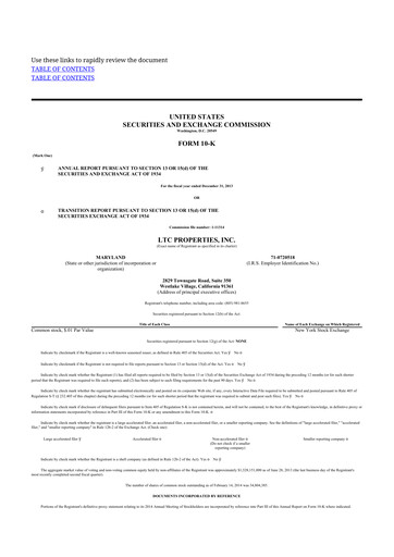 Thumbnail LTC Properties 10-K Annual Report 2013