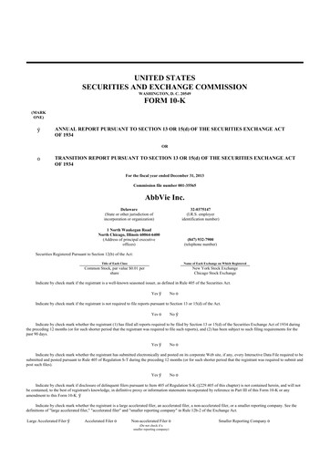 Thumbnail AbbVie 10-K Annual Report 2013