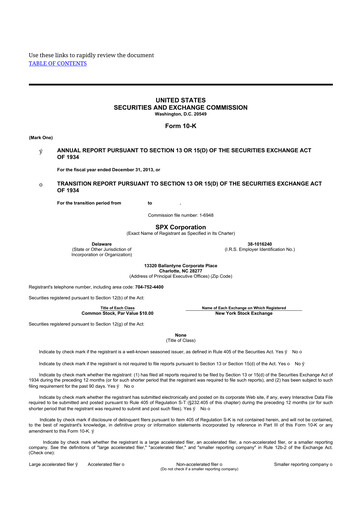 Thumbnail SPX Technologies 10-K Annual Report 2013