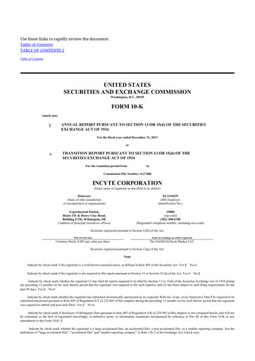 Thumbnail Incyte 10-K Annual Report 2013