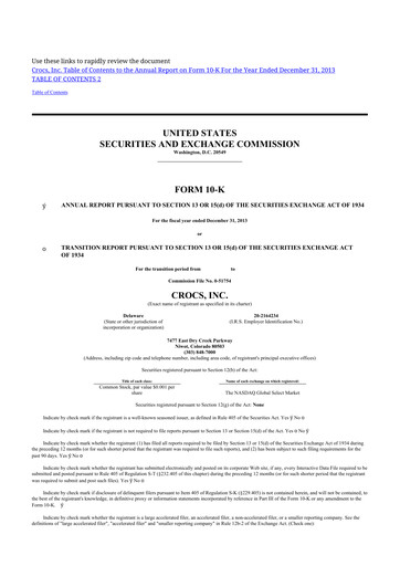 Thumbnail Crocs 10-K Annual Report 2013