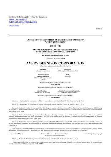 Miniature Avery Dennison
 10-K Rapport annuel 2013