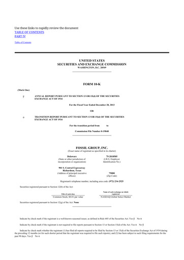 Thumbnail Fossil Group 10-K Annual Report 2013