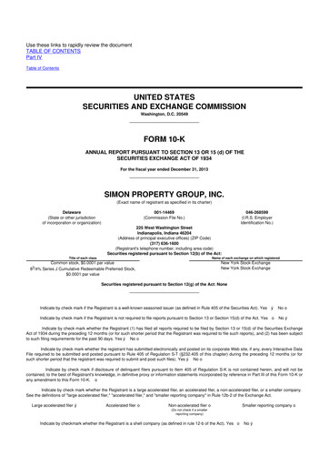 Vorschaubild Simon Property Group 10-K Jahresbericht 