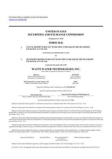 Thumbnail Watts Water Technologies
 10-K Annual Report 2013