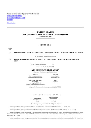 Thumbnail Air Lease Corporation
 10-K Annual Report 2013