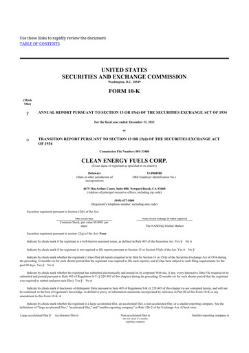 Thumbnail Clean Energy Fuels 10-K Annual Report 2013