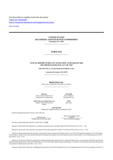 Thumbnail BankUnited
 10-K Annual Report 2013