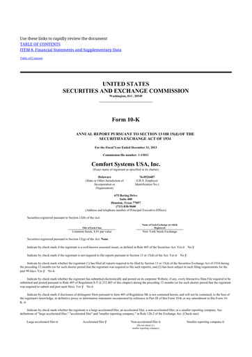 Thumbnail Comfort Systems USA 10-K Annual Report 2013