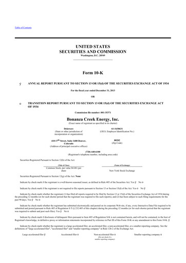 Thumbnail Civitas Resources 10-K Annual Report 2013