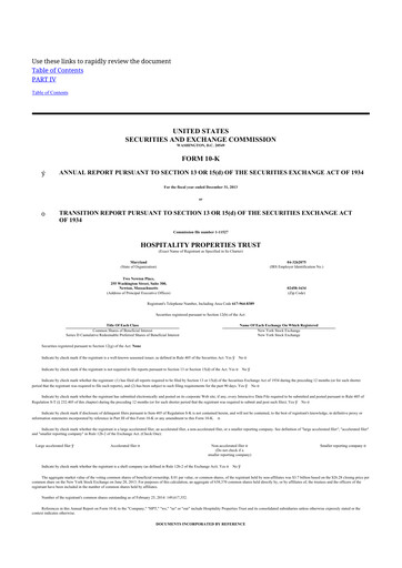 Thumbnail Service Properties Trust 10-K Annual Report 2013