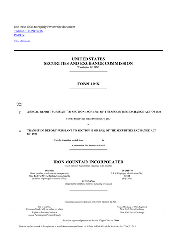 Thumbnail Iron Mountain 10-K Annual Report 2013