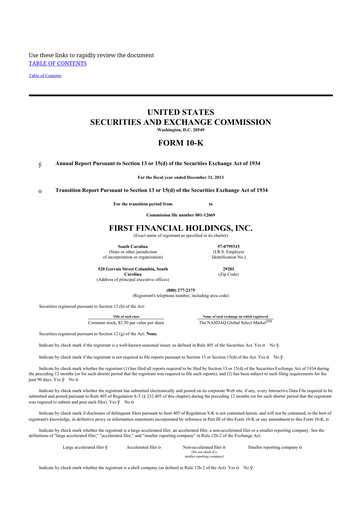 Thumbnail South State Corp 10-K Annual Report 2013