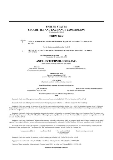 Thumbnail Axcelis Technologies
 10-K Annual Report 2013