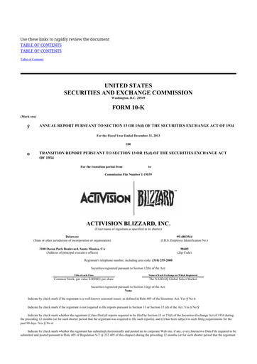 Thumbnail Activision Blizzard 10-K Annual Report 2013