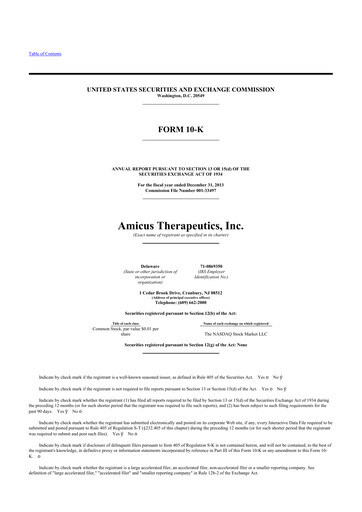 Miniature Amicus Therapeutics
 10-K Rapport annuel 2013
