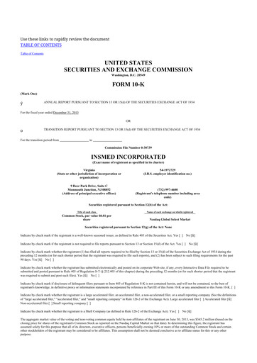 Thumbnail Insmed 10-K Annual Report 2013