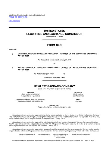 Thumbnail HP 10-Q Quarterly Report FY2014 