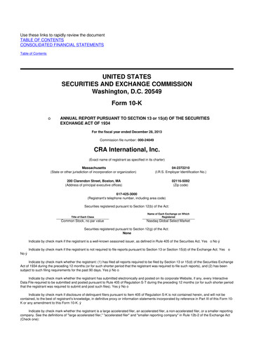 Thumbnail CRA International
 10-K Annual Report 