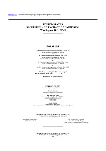 Thumbnail Celestica 20-F Annual Report 