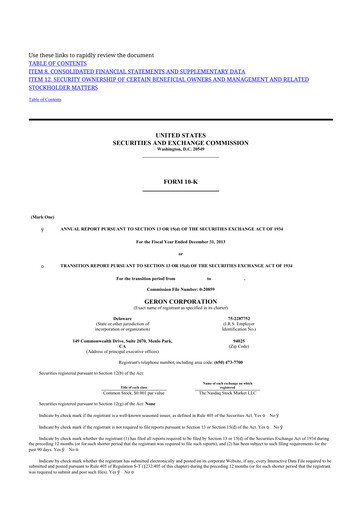 Thumbnail Geron 10-K Annual Report 2013