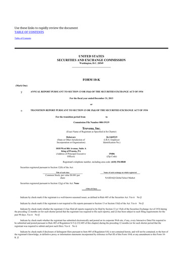 Thumbnail Trevena 10-K Annual Report 