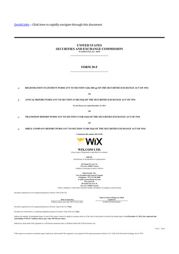 Thumbnail Wix.com 20-F Annual Report 2013