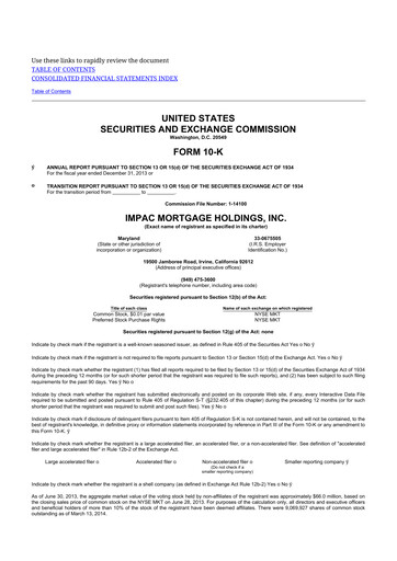 Vorschaubild Impac Mortgage Holdings 10-K Jahresbericht 2013