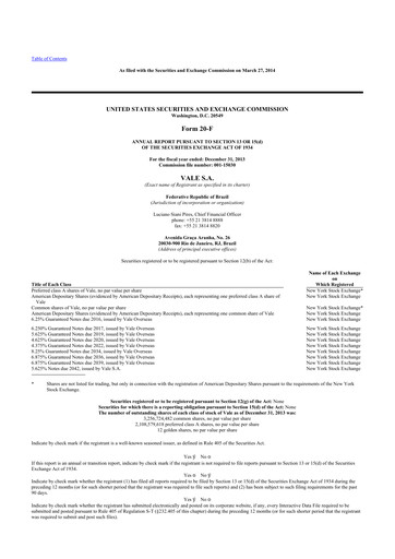 Thumbnail Vale 20-F Annual Report 