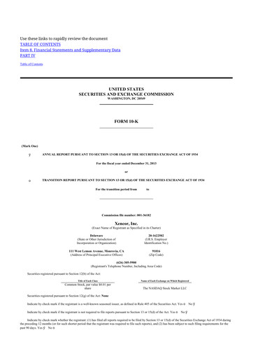 Thumbnail Xencor 10-K Annual Report 