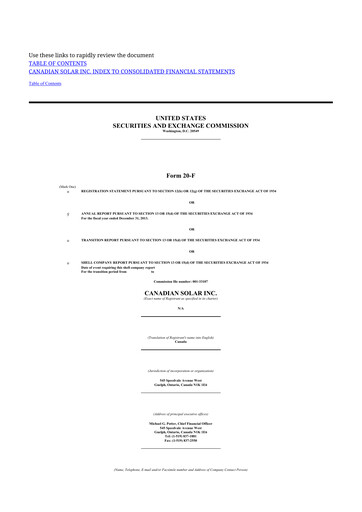 Thumbnail Canadian Solar
 20-F Annual Report 2013