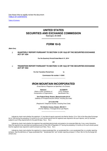 Thumbnail Iron Mountain 10-Q Quarterly Report FY2014 