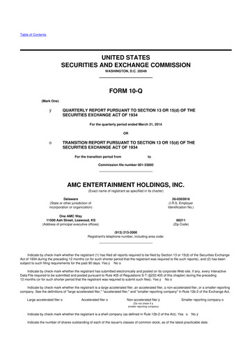 Thumbnail AMC Entertainment 10-Q Quarterly Report FY 