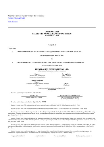 Thumbnail Flex 10-K Annual Report 2014