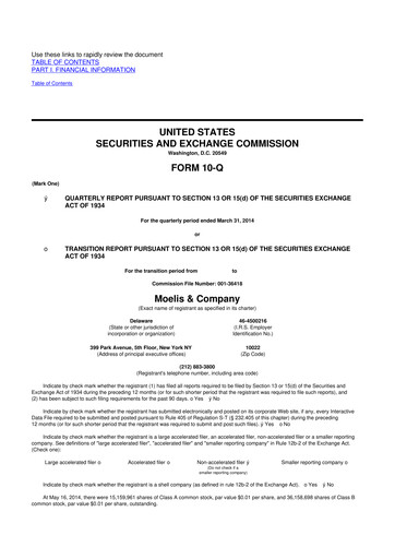 Thumbnail Moelis & Company 10-Q Quarterly Report FY2014 