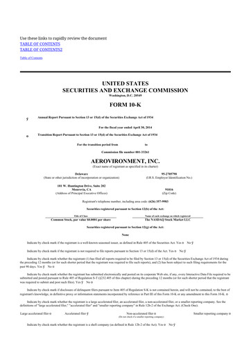 Thumbnail AeroVironment 10-K Annual Report 2014