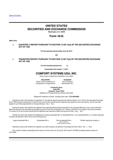 Thumbnail Comfort Systems USA 10-Q Quarterly Report FY2014 