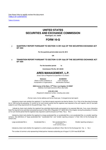 Thumbnail Ares Management
 10-Q Quarterly Report FY2014 