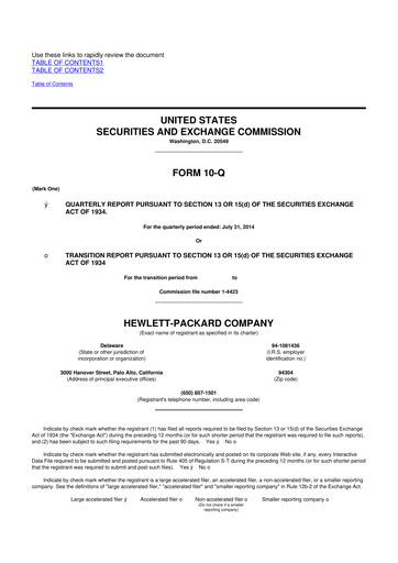 Thumbnail HP 10-Q Quarterly Report FY2014 