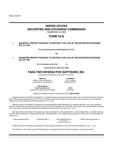 Thumbnail Take-Two Interactive
 10-Q Quarterly Report FY2015 