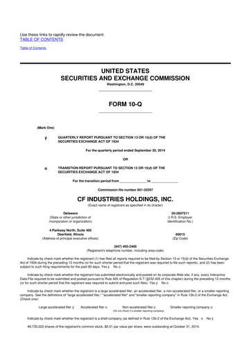 Thumbnail CF Industries
 10-Q Quarterly Report FY2014 