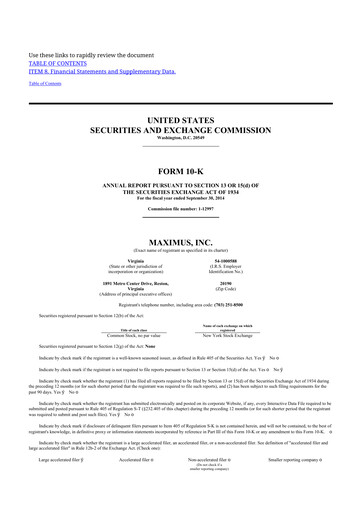 Thumbnail Maximus 10-K Annual Report 2014