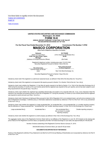 Thumbnail Masco 10-K Annual Report 2014