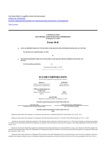 Thumbnail Fluor Corporation
 10-K Annual Report 2014