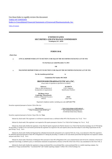 Thumbnail Ironwood Pharmaceuticals
 10-K Annual Report 2014