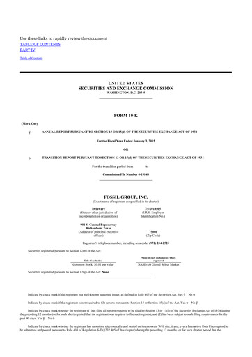 Thumbnail Fossil Group 10-K Annual Report 2014