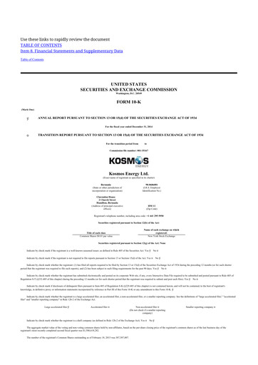 Thumbnail Kosmos Energy 10-K Annual Report 2014