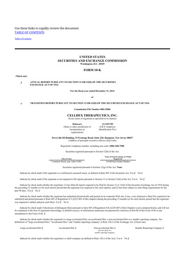 Thumbnail Celldex Therapeutics 10-K Annual Report 2014