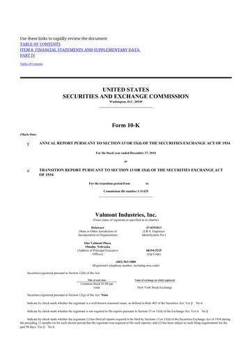 Thumbnail Valmont Industries
 10-K Annual Report 2014