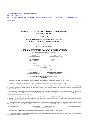 Miniature Avery Dennison
 10-K Rapport annuel 2014